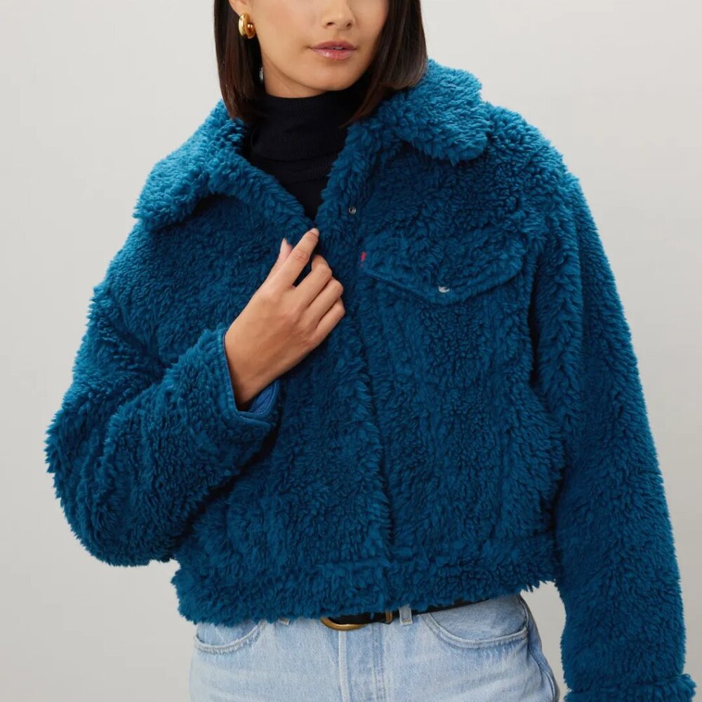 NWT Levi's Baby Bubble Sherpa Trucker Jacket in Gibraltar Sea Blue
